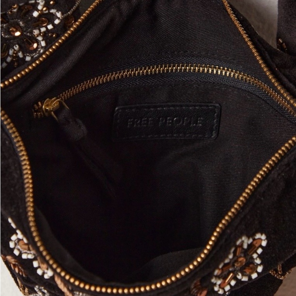 Free People Velvet Bag with Embroidery in Black. Brand new! - Picture 9 of 9